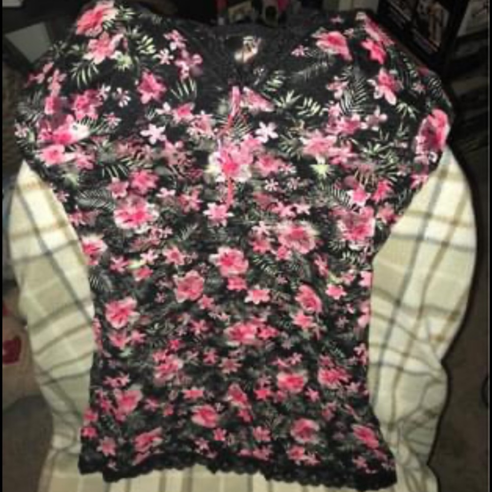 XOXO black floral lace nightgown
